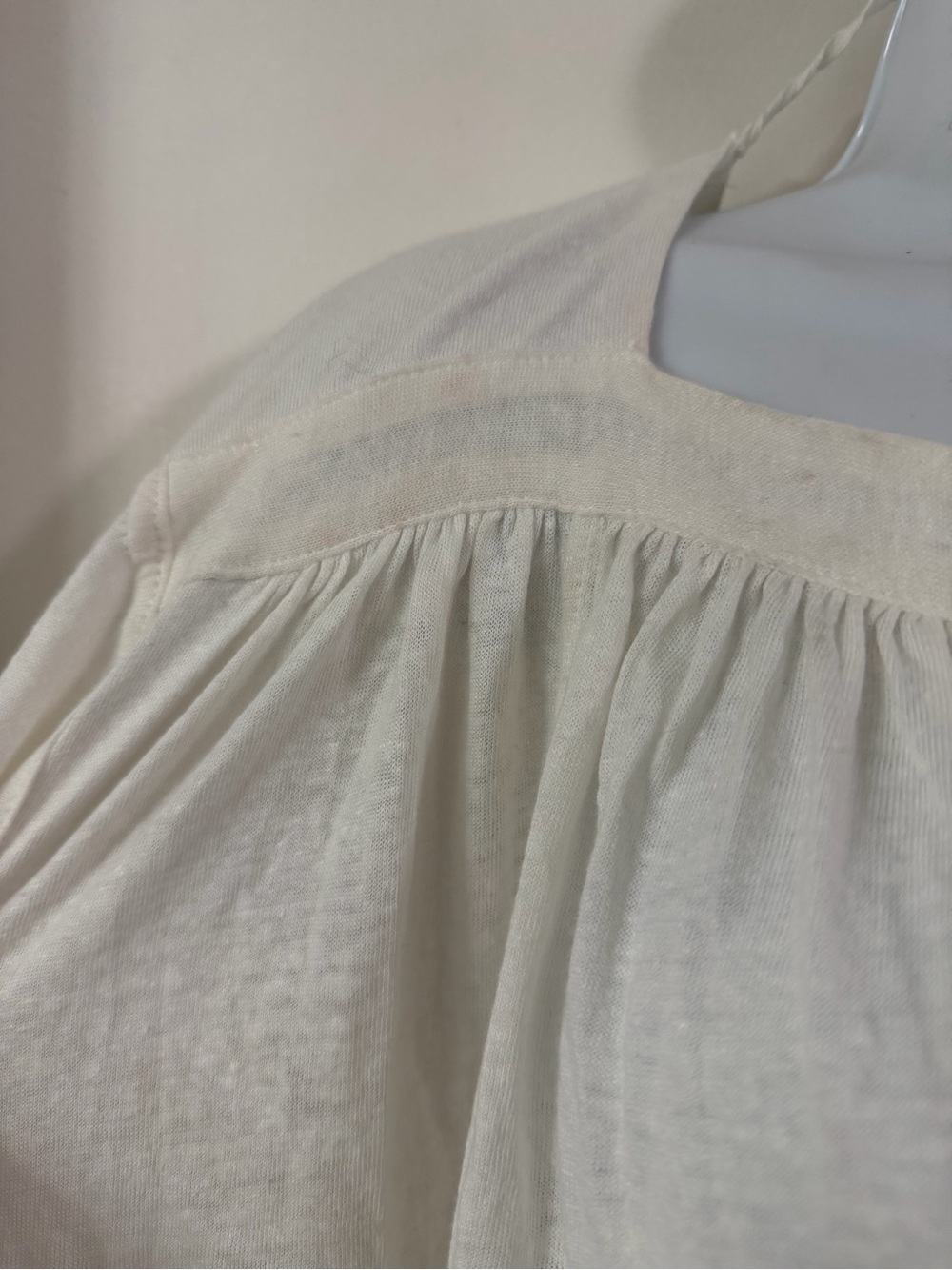 Free People Sunsetter Tee in Alabaster -  White Pleated V-Neck Flow Top - Picture 7 of 11